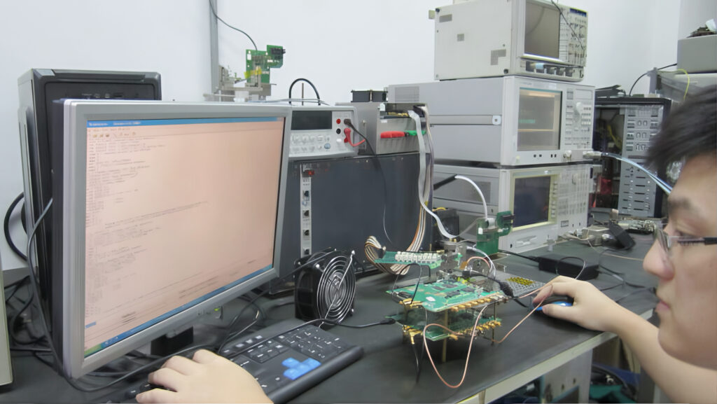 Proprietary software-based parameter writing and diagnostic logic for Flip Chip PCBA at Galaxy Tech's technical center