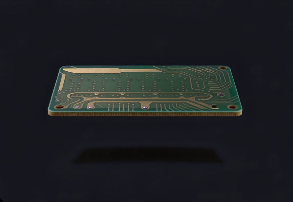 Professional macro view of a Galaxy Tech high-density interconnect carrier board with hard gold surface finish. This engineering-grade PCBA demonstrates sub-micron trace precision and impedance-matched signal paths for advanced semiconductor testing and Flip-Chip assembly.