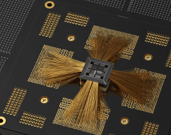 Galaxy Tech cantilever probe card with WRe needles for high-pin count DDI and Logic node wafer testing.