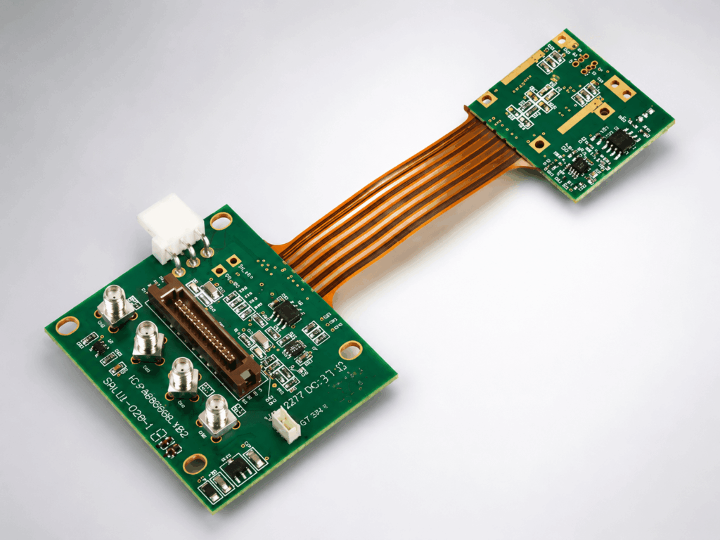 Galaxy Tech high-precision Rigid-Flex PCB assembly featuring multi-layer integration and fine-pitch flexible circuitry for semiconductor testing.